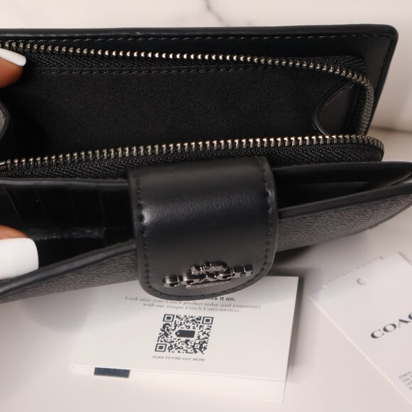 COACH Medium Corner Zip Wallet In Signature Canvas - Picture 8 of 10